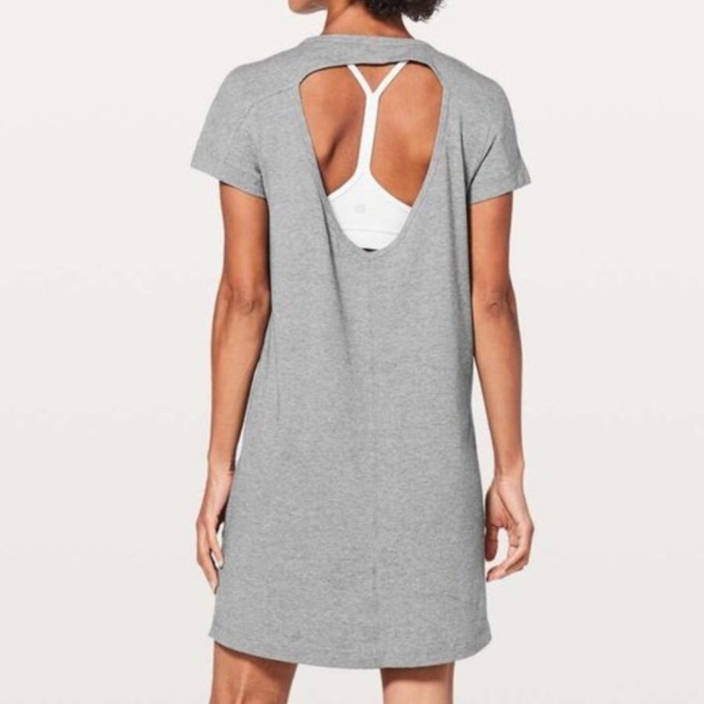 Lululemon Day Tripper Heathered Gray Open Back Casual Dress - 6